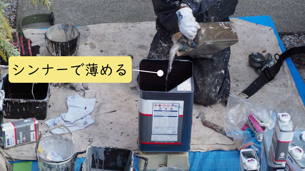 シンナーで薄める