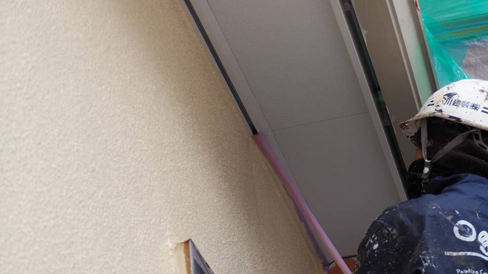 軒天の養生剥がし